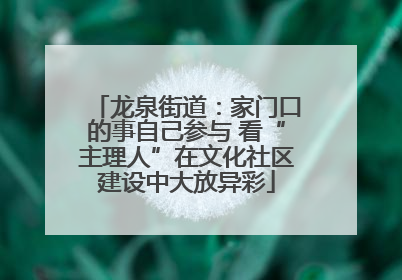 龙泉街道：家门口的事自己参与 看“主理人”在文化社区建设中大放异彩